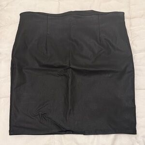 Faux Leather Black Women's Skirt